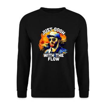 Nur Gogh mit dem Flow Witzig Vincent van Gogh - Unisex Pullover - Schwarz - Vorne - Alina (178cm) & Michal (187cm)