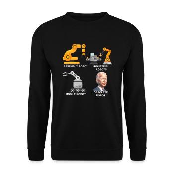 Veralteter Roboter Biden Robotik lustiges Anti -Bi - Unisex Pullover - Schwarz - Vorne - Alina (178cm) & Michal (187cm)