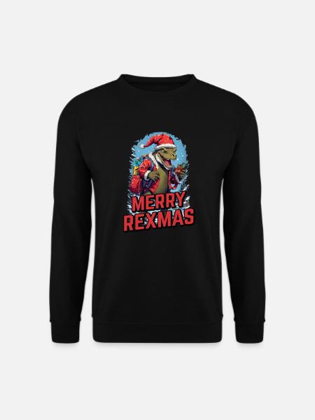 Frohe Rexmas Weihnachten Santa T-Rex Merry Rexmas - Unisex Pullover - Schwarz