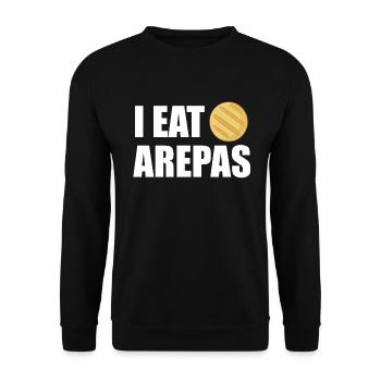 Ich esse arepas kolumbianische venezolanische late - Unisex Pullover - Schwarz - Vorne - Alina (178cm) & Michal (187cm)