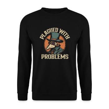 Geplagt von Problemen Medizin Funny Pest Doktor - Unisex Pullover - Schwarz - Vorne - Alina (178cm) & Michal (187cm)