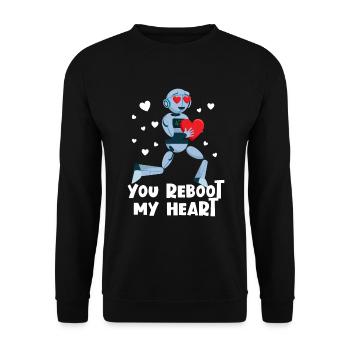 Sie starten mein Herz Roboter Valentine Robotik ne - Unisex Pullover - Schwarz - Vorne - Alina (178cm) & Michal (187cm)