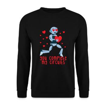 Sie vervollständigen meine Schaltkreise Roboter Va - Unisex Pullover - Schwarz - Vorne - Alina (178cm) & Michal (187cm)