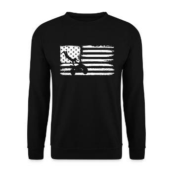Quad 4 Wheeler USA Flag Patriotic Quad Geschenk AT - Unisex Pullover - Schwarz - Vorne - Alina (178cm) & Michal (187cm)