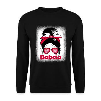 Babcia Polnische Großmutter Messy Bun Oma Babcia - Unisex Pullover - Schwarz - Vorne - Alina (178cm) & Michal (187cm)