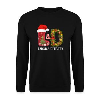 Arbeits- und Entbindungsschwester Weihnachtsbeschä - Unisex Pullover - Schwarz - Vorne - Alina (178cm) & Michal (187cm)