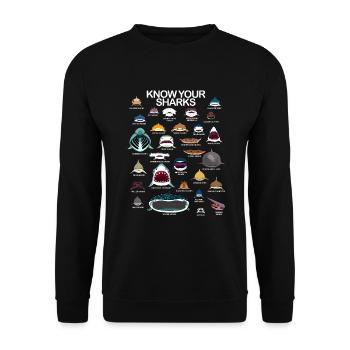 Kennen Sie Ihre Haie lieben Haigesichten Kinderhai - Unisex Pullover - Schwarz - Vorne - Alina (178cm) & Michal (187cm)