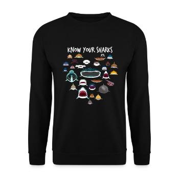 Kennen Sie Ihre Haie lieben Haigesichter Jungen Mä - Unisex Pullover - Schwarz - Vorne - Alina (178cm) & Michal (187cm)
