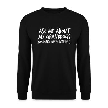 Fragen Sie mich nach meinem Großeleltern Großelter - Unisex Pullover - Schwarz - Vorne - Alina (178cm) & Michal (187cm)