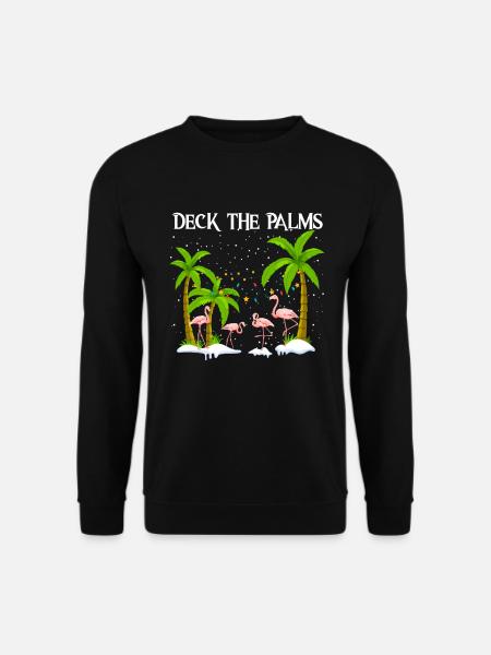 Deck die Palmen Flamingos Weihnachtspalmen - Unisex Pullover - Schwarz