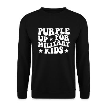 Lila up für Militärkinder Militär Kindermonat - Unisex Pullover - Schwarz - Vorne - Alina (178cm) & Michal (187cm)
