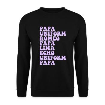 Lila up phonetisches Alphabet Militär Kindermonat - Unisex Pullover - Schwarz - Vorne - Alina (178cm) & Michal (187cm)
