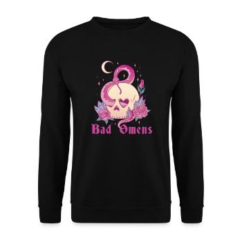 Schlechte Omens Schlange und Schädel Grunge Goth F - Unisex Pullover - Schwarz - Vorne - Alina (178cm) & Michal (187cm)