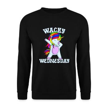 Verrückte Mittwoch tupfen Sie ein Einhorn verrückt - Unisex Pullover - Schwarz - Vorne - Alina (178cm) & Michal (187cm)