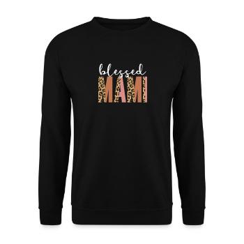 Gesegnete Mami, Muttertag, spanische Mutter, Fraue - Unisex Pullover - Schwarz - Vorne - Alina (178cm) & Michal (187cm)