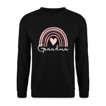 Oma Frauen Muttertag Boho Regenbogen Oma - Unisex Pullover - Schwarz - Vorne - Alina (178cm) & Michal (187cm)