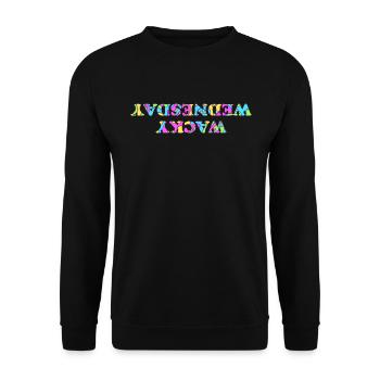 Verrückter Mittwoch. Lustiges Missverhältnis. Verr - Unisex Pullover - Schwarz - Vorne - Alina (178cm) & Michal (187cm)