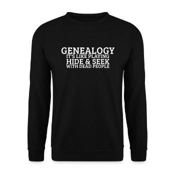 Genealogie Genealoge Ahnenlinie Genealogie - Unisex Pullover - Schwarz - Vorne - Alina (178cm) & Michal (187cm)