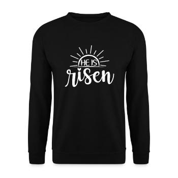 Er ist der auferstandene christliche Oster-Jesus b - Unisex Pullover - Schwarz - Vorne - Alina (178cm) & Michal (187cm)