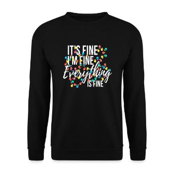 Es ist in Ordnung, mir geht es gut, alles ist in O - Unisex Pullover - Schwarz - Vorne - Alina (178cm) & Michal (187cm)