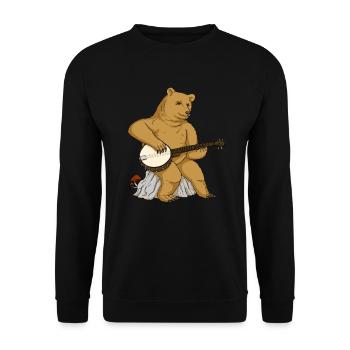 Bär spielt Banjo, Bluegrass-Musik, Banjo - Unisex Pullover - Schwarz - Vorne - Alina (178cm) & Michal (187cm)