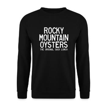 Rocky Mountain Oysters Das Original Sack Lunch - Unisex Pullover - Schwarz - Vorne - Alina (178cm) & Michal (187cm)