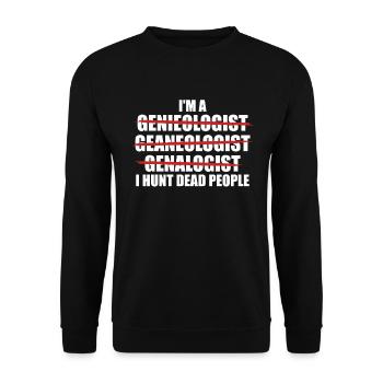 Ich bin ein Genealoge. Genealogie der Familie, Abs - Unisex Pullover - Schwarz - Vorne - Alina (178cm) & Michal (187cm)