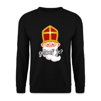 Sinterklaas Ich glaube an niederländische Weihnach - Unisex Pullover - Schwarz - Vorne - Alina (178cm) & Michal (187cm)