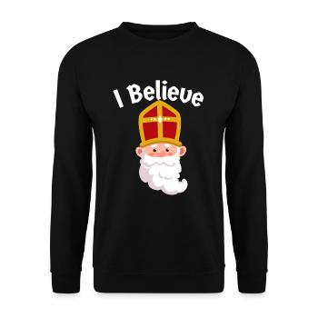 Sinterklaas Ich glaube an niederländische Weihnach - Unisex Pullover - Schwarz - Vorne - Alina (178cm) & Michal (187cm)