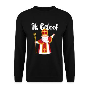 Sinterklaas Ik Geloof Ich glaube an niederländisch - Unisex Pullover - Schwarz - Vorne - Alina (178cm) & Michal (187cm)