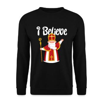 Sinterklaas Ich glaube an niederländische Weihnach - Unisex Pullover - Schwarz - Vorne - Alina (178cm) & Michal (187cm)