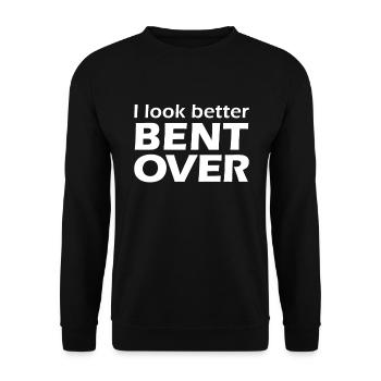 Ich sehe besser aus, wenn ich mich über schlüpfrig - Unisex Pullover - Schwarz - Vorne - Alina (178cm) & Michal (187cm)