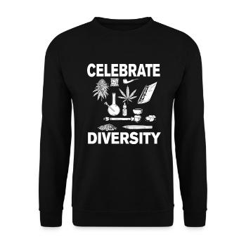 Feiern Sie die Vielfalt. Weed Smoker Stoner Marihu - Unisex Pullover - Schwarz - Vorne - Alina (178cm) & Michal (187cm)