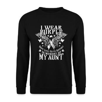 Ich trage Lila in Erinnerung an die Überdosis mein - Unisex Pullover - Schwarz - Vorne - Alina (178cm) & Michal (187cm)