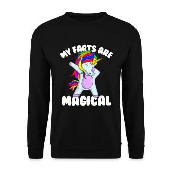 Meine Fürze sind ein magisches, peinliches Einhorn - Unisex Pullover - Schwarz - Vorne - Alina (178cm) & Michal (187cm)
