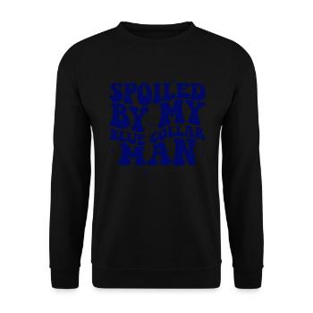 Von meinem Arbeiter verwöhntBlue Collar Wife-Aufkl - Unisex Pullover - Schwarz - Vorne - Alina (178cm) & Michal (187cm)