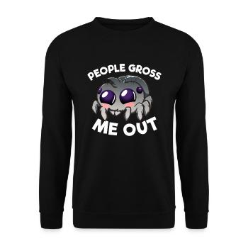 Die Leute ekeln mich an, Pet Spooder Jumping Spide - Unisex Pullover - Schwarz - Vorne - Alina (178cm) & Michal (187cm)