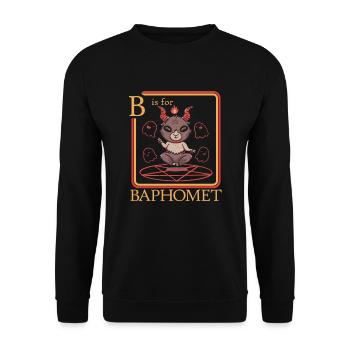 B steht für Baphomet-Dämonen-Okkulte-Teufel-Anbetu - Unisex Pullover - Schwarz - Vorne - Alina (178cm) & Michal (187cm)