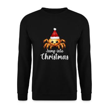 Springen Sie in die weihnachtliche Haustier-Spoode - Unisex Pullover - Schwarz - Vorne - Alina (178cm) & Michal (187cm)