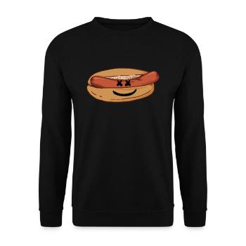 X Eyes Hot Dog Lustiger Hotdog 4. Juli - Unisex Pullover - Schwarz - Vorne - Alina (178cm) & Michal (187cm)