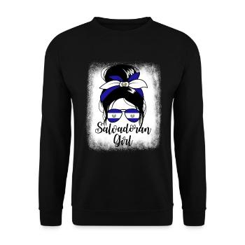 Salvadorianisches Mädchen Messy Bun Damen El Salva - Unisex Pullover - Schwarz - Vorne - Alina (178cm) & Michal (187cm)