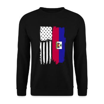 Haitianische amerikanische Flagge Stolze haitianis - Unisex Pullover - Schwarz - Vorne - Alina (178cm) & Michal (187cm)