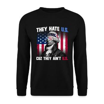 Sie hassen die USA, weil sie nicht die USA sind, J - Unisex Pullover - Schwarz - Vorne - Alina (178cm) & Michal (187cm)