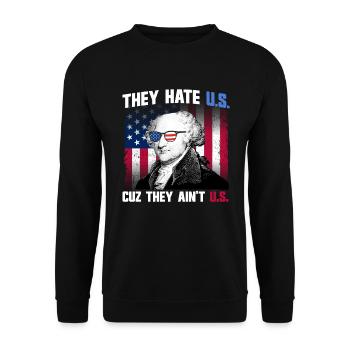 Sie hassen die USA, weil sie nicht die USA sind, J - Unisex Pullover - Schwarz - Vorne - Alina (178cm) & Michal (187cm)