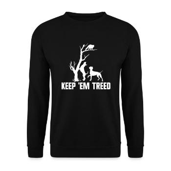 Coonhunting Keep 'Em Tree Jagdhund Coon Hound - Unisex Pullover - Schwarz - Vorne - Alina (178cm) & Michal (187cm)