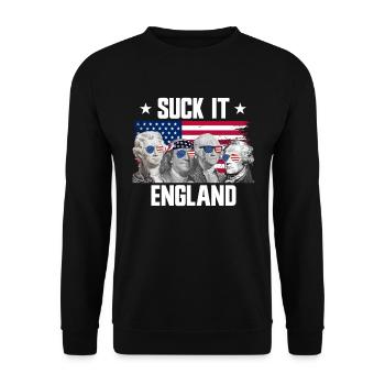 Suck It England Gründerväter 4. Juli - Unisex Pullover - Schwarz - Vorne - Alina (178cm) & Michal (187cm)