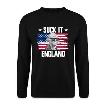 Suck It England George Washington 4. Juli - Unisex Pullover - Schwarz - Vorne - Alina (178cm) & Michal (187cm)