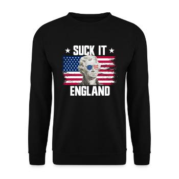 Suck It England Thomas Jefferson 4. Juli - Unisex Pullover - Schwarz - Vorne - Alina (178cm) & Michal (187cm)