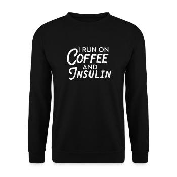 Ich trinke Kaffee und Insulin. Lustiger Diabetes - Unisex Pullover - Schwarz - Vorne - Alina (178cm) & Michal (187cm)