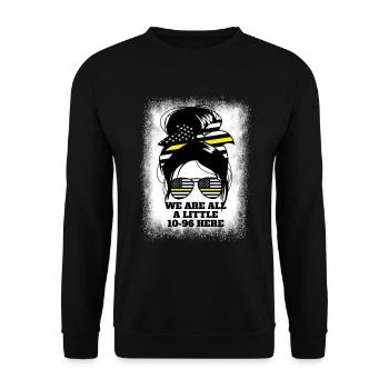 Wir sind alle ein bisschen 10-96 hier Damen Dispat - Unisex Pullover - Schwarz - Vorne - Alina (178cm) & Michal (187cm)